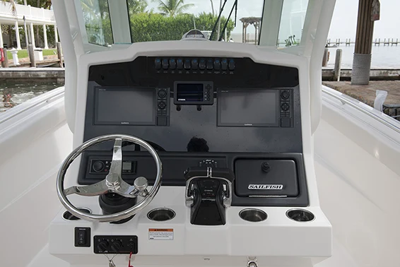 The console dash is roomy enough to accommodate large screen electronics.